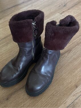 Women’s Brown Pleather Ankle Boots